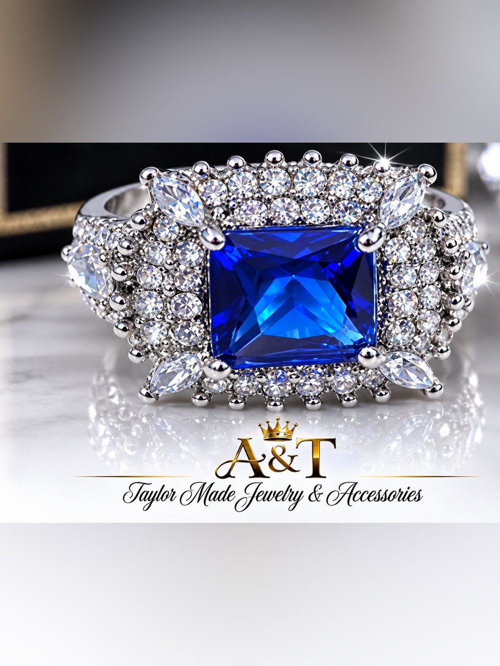 Elegant Blue and Silver Women's Ring